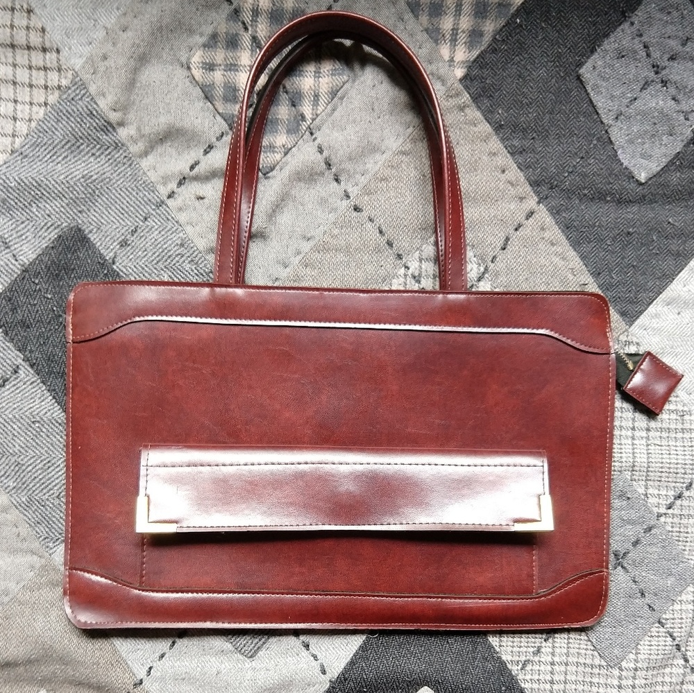 Vintage Felt-Lined Zip-Top Folio Bag